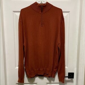 Eddie Bauer | Copper | 1/4 Zip-Up | Mock Neck | Cotton/Cashmere Sweater | Size L